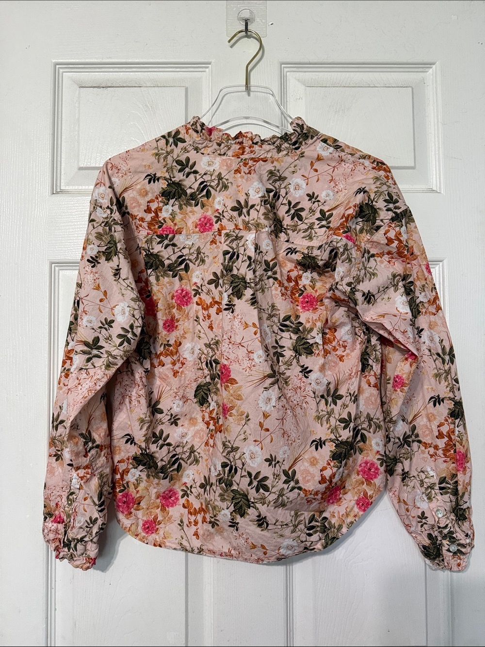 AMO Rosa Ruffle Floral Pima Cotton Popover Blouse Size XS - Picture 7 of 7